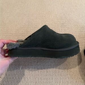 UGG Olive Green Suede Slip-On Slippers